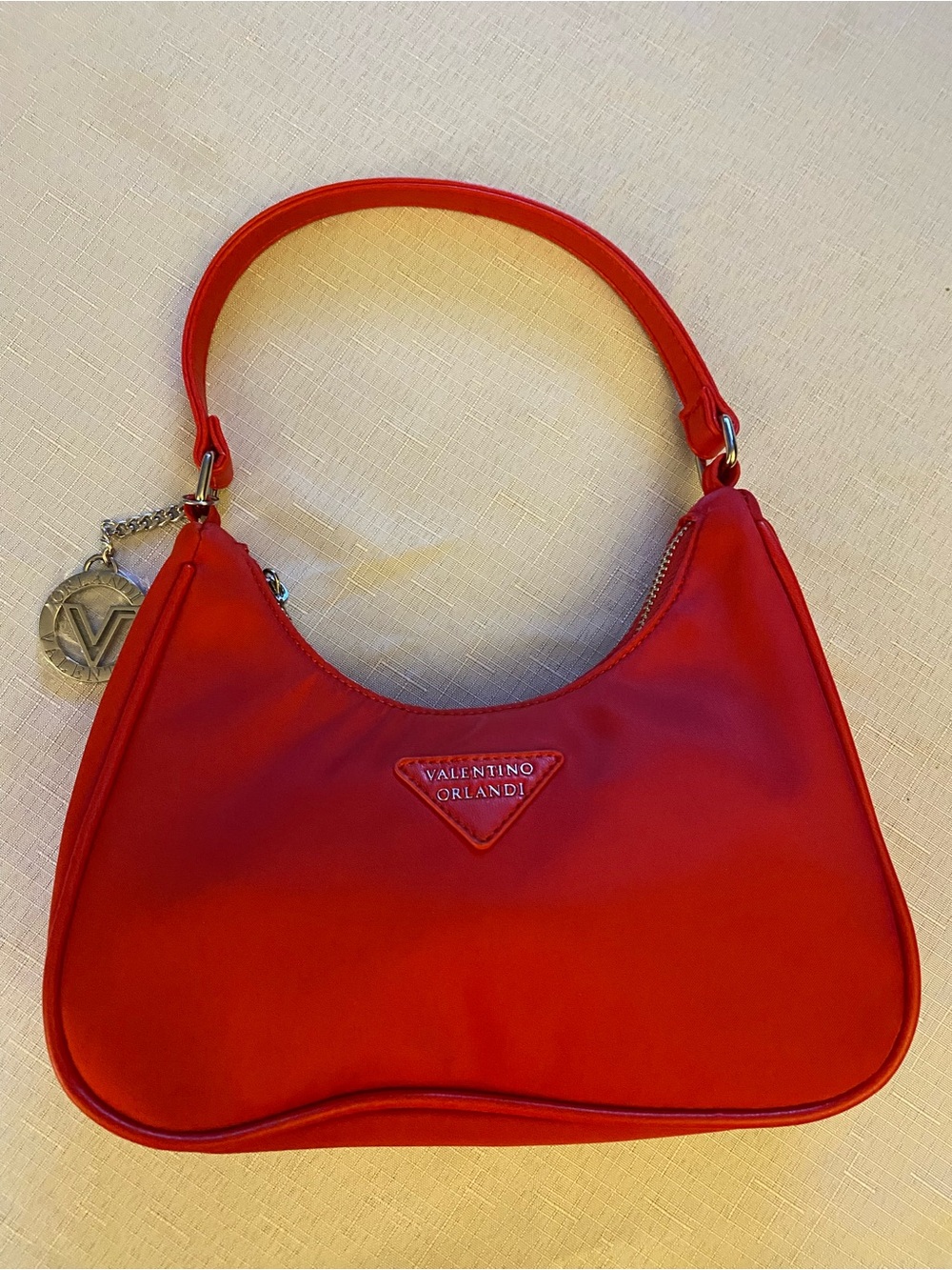 Valentino Orlandi Bright Red Nylon Shoulder Bag